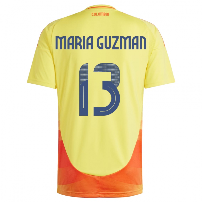 Bambino Maglia Colombia Ana María Guzmán #13 Giallo Kit Gara Home 24-26 Maglietta