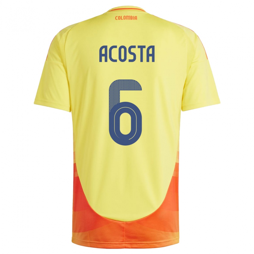 Bambino Maglia Colombia Viviana Acosta #6 Giallo Kit Gara Home 24-26 Maglietta