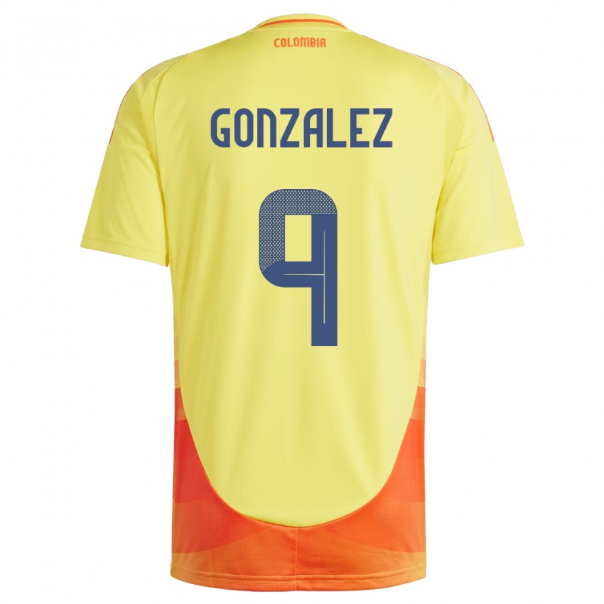 Bambino Maglia Colombia Manuela González #9 Giallo Kit Gara Home 24-26 Maglietta