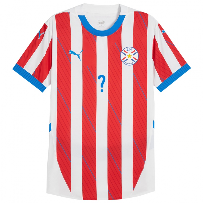 Bambino Maglia Paraguay Il Tuo Nome #0 Bianco Rosso Kit Gara Home 24-26 Maglietta