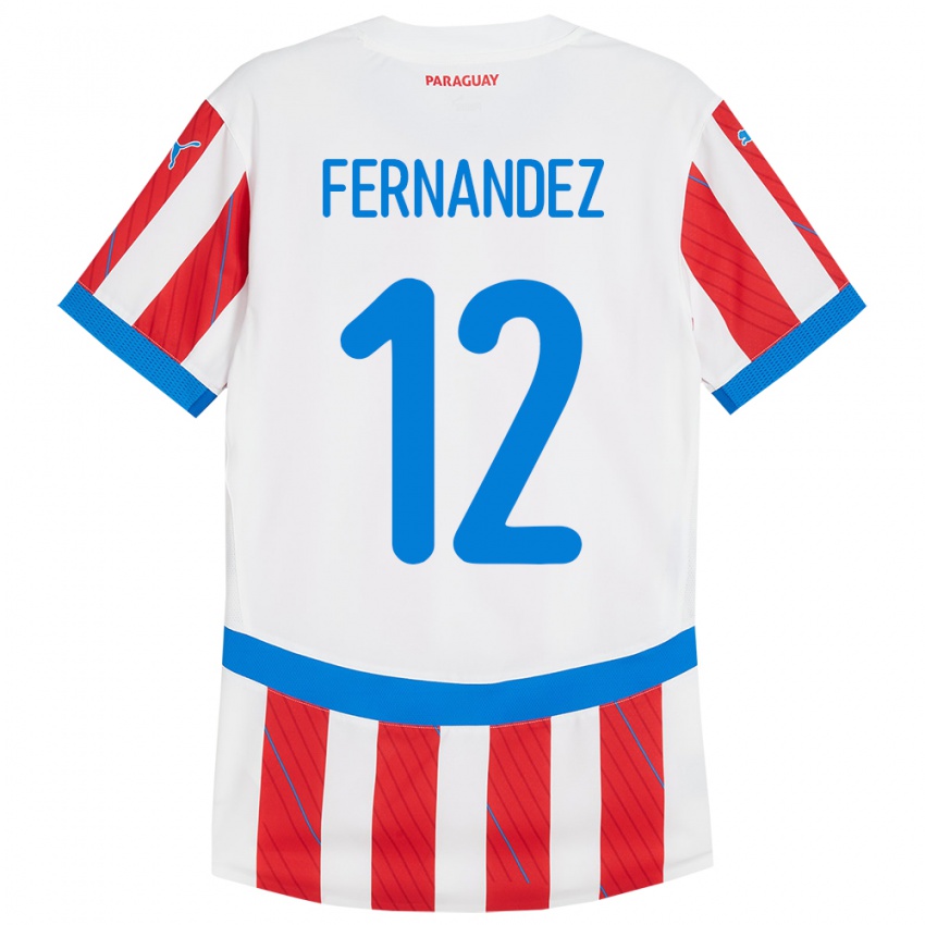 Bambino Maglia Paraguay Gatito Fernández #12 Bianco Rosso Kit Gara Home 24-26 Maglietta