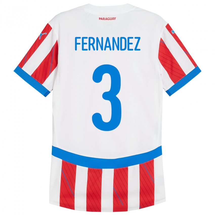 Bambino Maglia Paraguay Roberto Fernández #3 Bianco Rosso Kit Gara Home 24-26 Maglietta