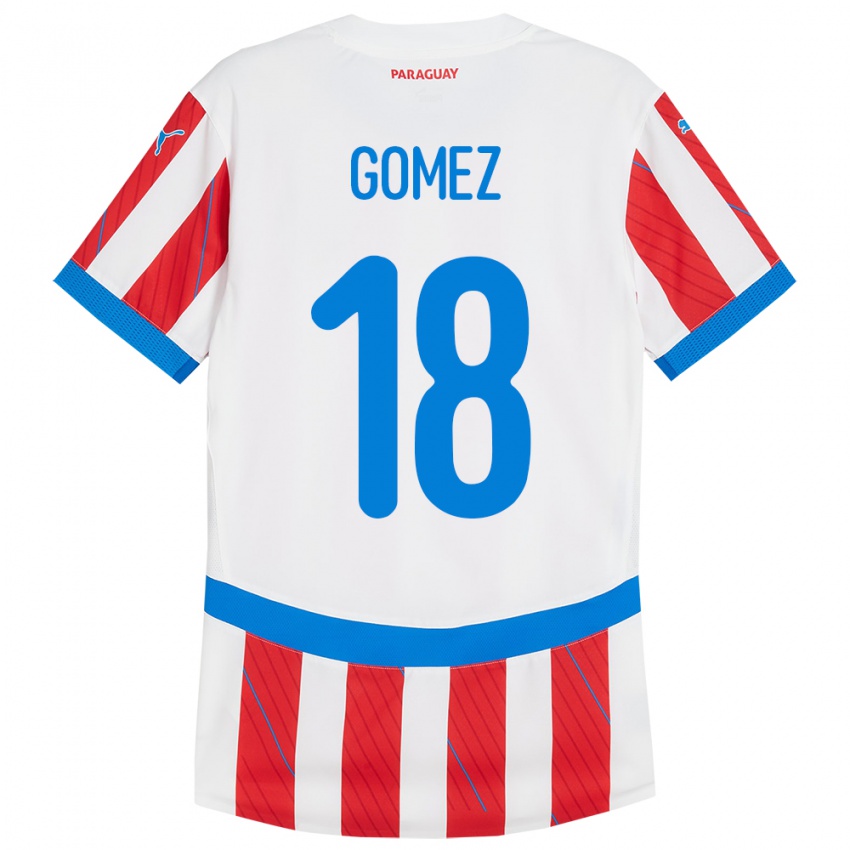 Bambino Maglia Paraguay Diego Gómez #18 Bianco Rosso Kit Gara Home 24-26 Maglietta