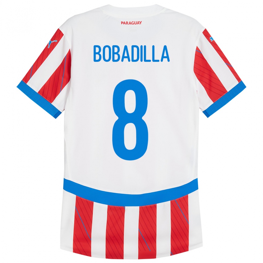 Bambino Maglia Paraguay Damián Bobadilla #8 Bianco Rosso Kit Gara Home 24-26 Maglietta