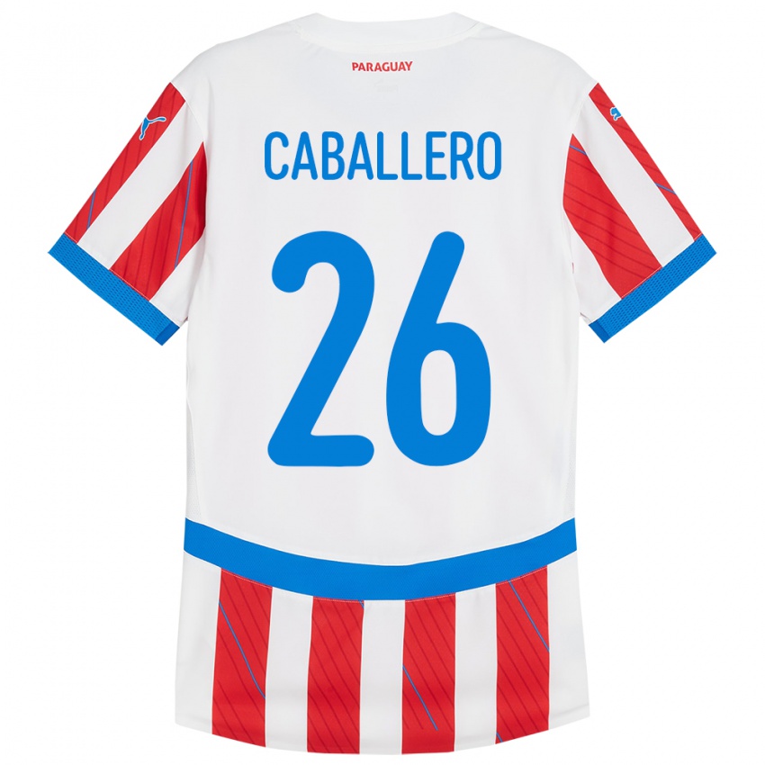 Bambino Maglia Paraguay Hernesto Caballero #26 Bianco Rosso Kit Gara Home 24-26 Maglietta