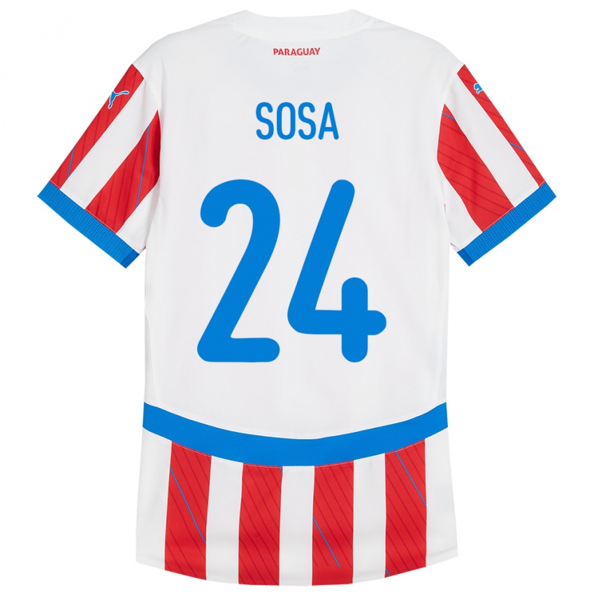 Bambino Maglia Paraguay Ramón Sosa #24 Bianco Rosso Kit Gara Home 24-26 Maglietta