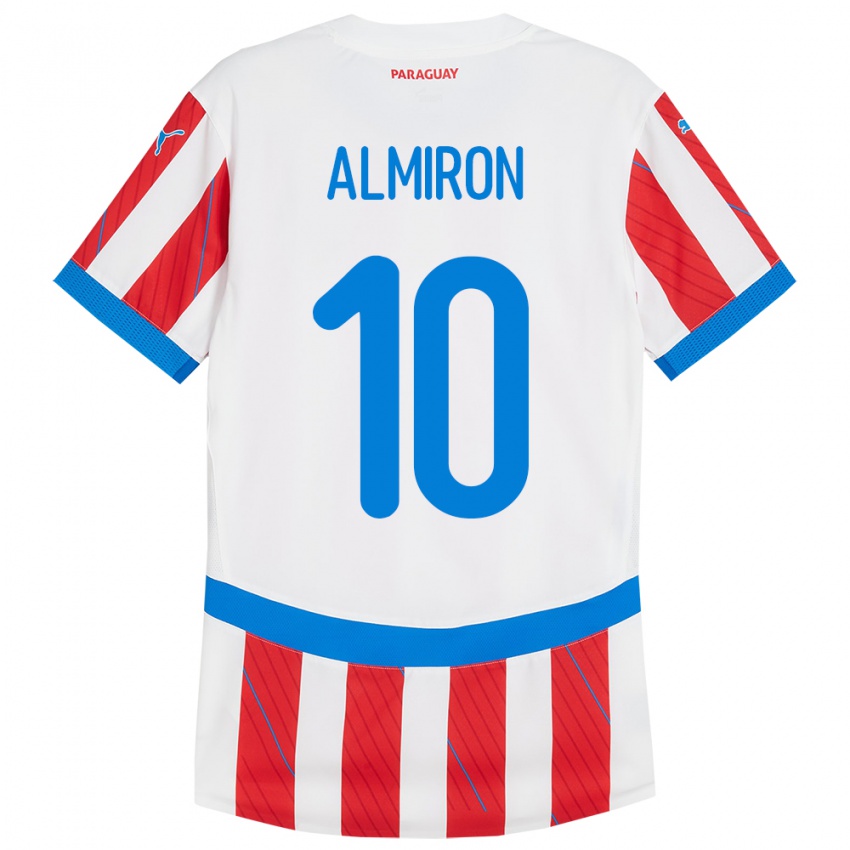 Bambino Maglia Paraguay Miguel Almirón #10 Bianco Rosso Kit Gara Home 24-26 Maglietta