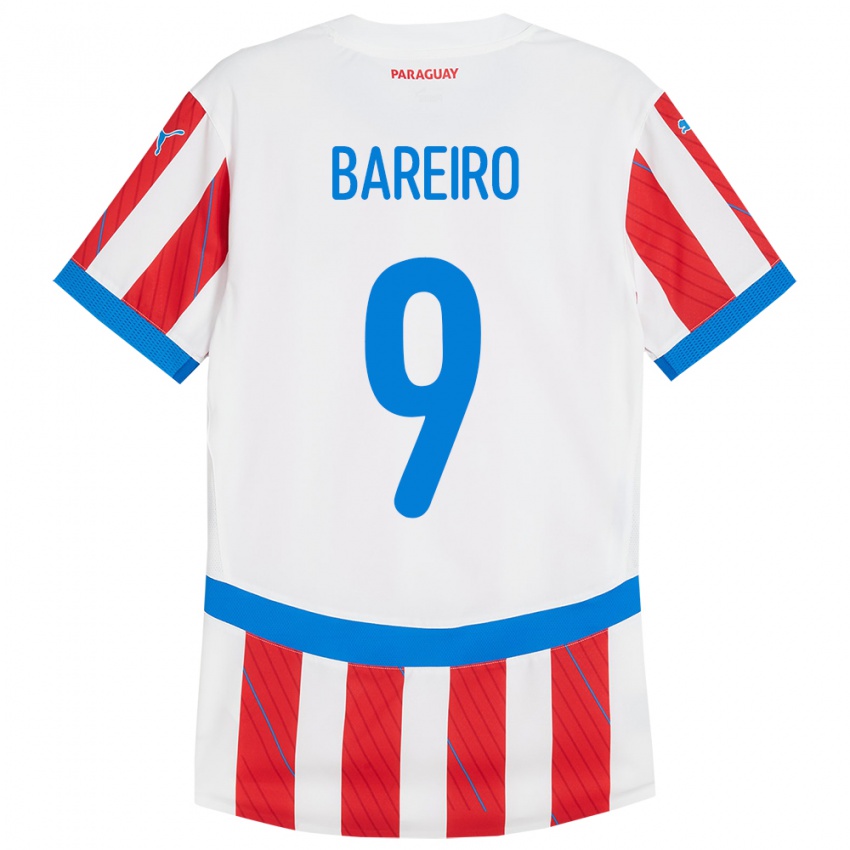 Bambino Maglia Paraguay Adam Bareiro #9 Bianco Rosso Kit Gara Home 24-26 Maglietta