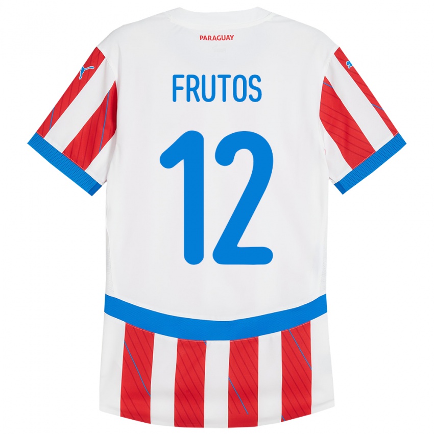 Bambino Maglia Paraguay Rodrigo Frutos #12 Bianco Rosso Kit Gara Home 24-26 Maglietta