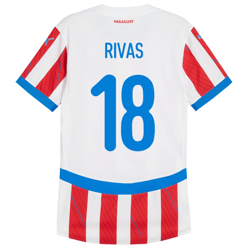 Bambino Maglia Paraguay Daniel Rivas #18 Bianco Rosso Kit Gara Home 24-26 Maglietta