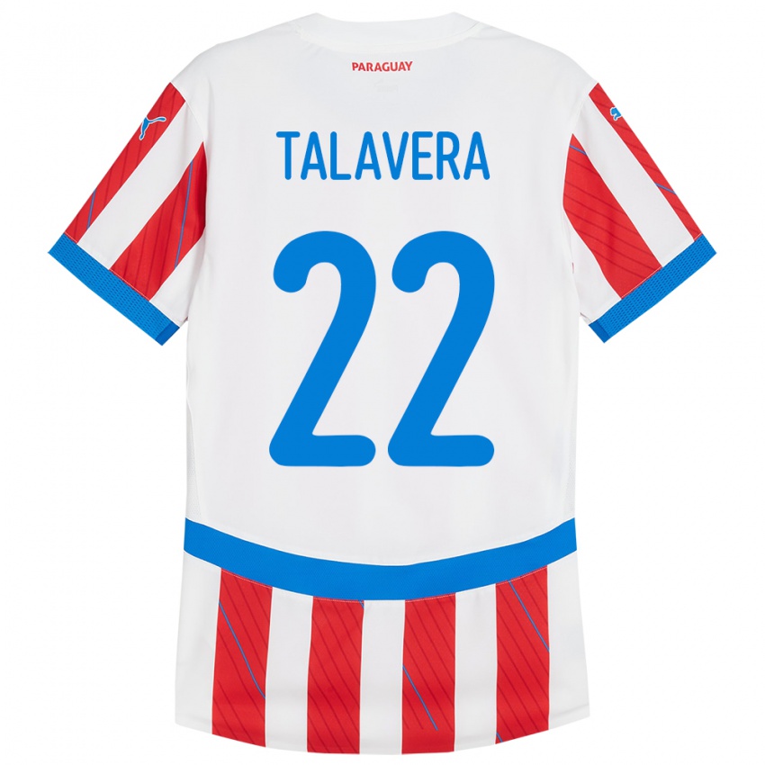 Bambino Maglia Paraguay Javier Talavera #22 Bianco Rosso Kit Gara Home 24-26 Maglietta