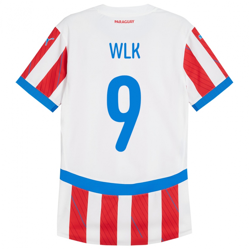 Bambino Maglia Paraguay Allan Wlk #9 Bianco Rosso Kit Gara Home 24-26 Maglietta