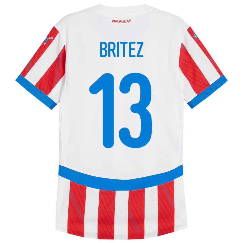 Bambino Maglia Paraguay Abel Brítez #13 Bianco Rosso Kit Gara Home 24-26 Maglietta