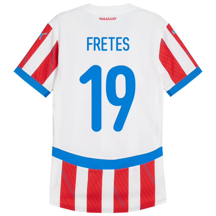 Bambino Maglia Paraguay Alexis Fretes #19 Bianco Rosso Kit Gara Home 24-26 Maglietta