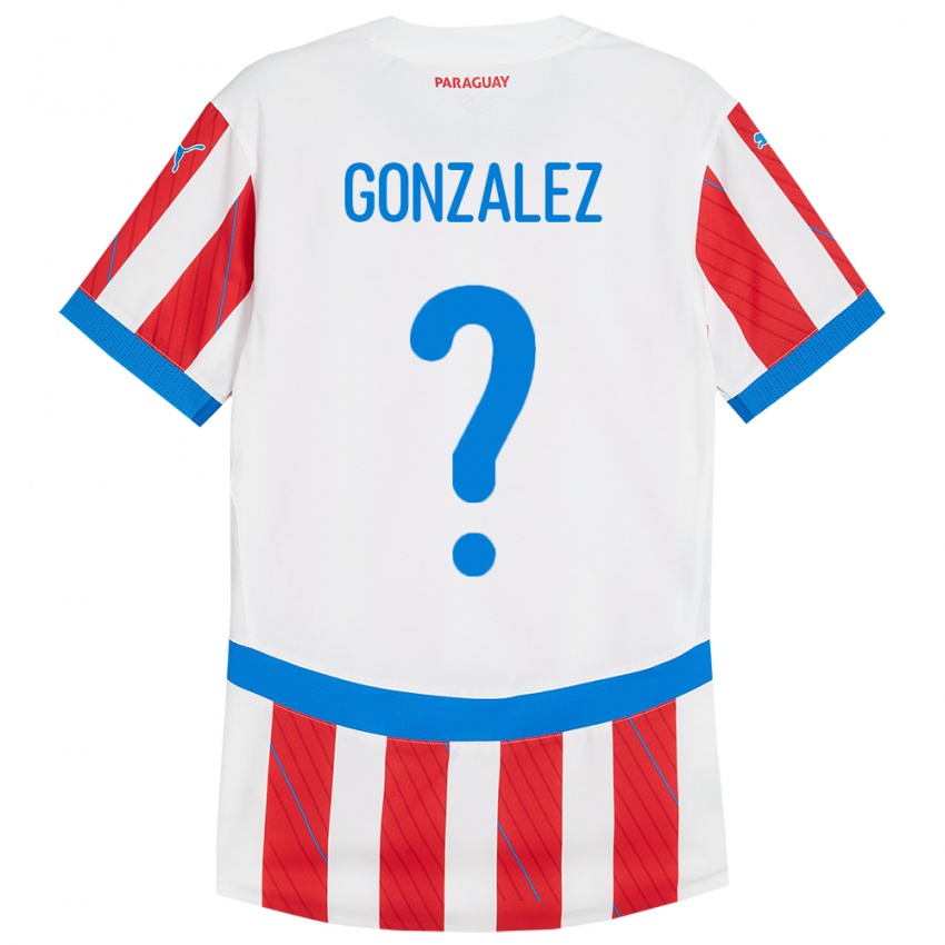 Bambino Maglia Paraguay Antonio González #0 Bianco Rosso Kit Gara Home 24-26 Maglietta