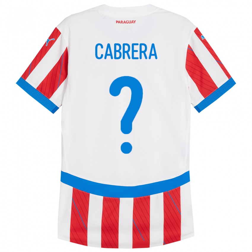 Bambino Maglia Paraguay Ivan Cabrera #0 Bianco Rosso Kit Gara Home 24-26 Maglietta
