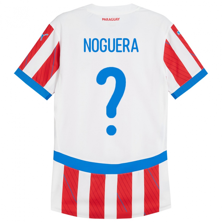 Bambino Maglia Paraguay Junior Noguera #0 Bianco Rosso Kit Gara Home 24-26 Maglietta