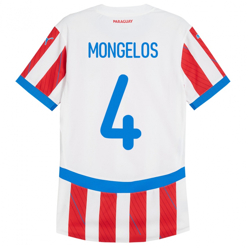 Bambino Maglia Paraguay Rolando Mongelós #4 Bianco Rosso Kit Gara Home 24-26 Maglietta