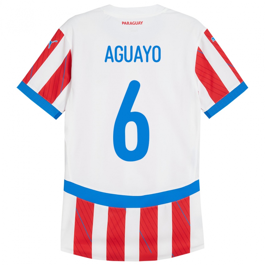 Bambino Maglia Paraguay Ángel Aguayo #6 Bianco Rosso Kit Gara Home 24-26 Maglietta