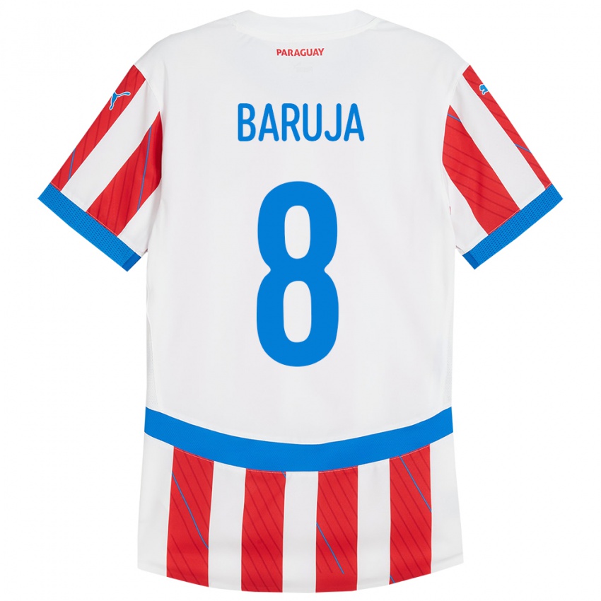 Bambino Maglia Paraguay Fabrizio Baruja #8 Bianco Rosso Kit Gara Home 24-26 Maglietta