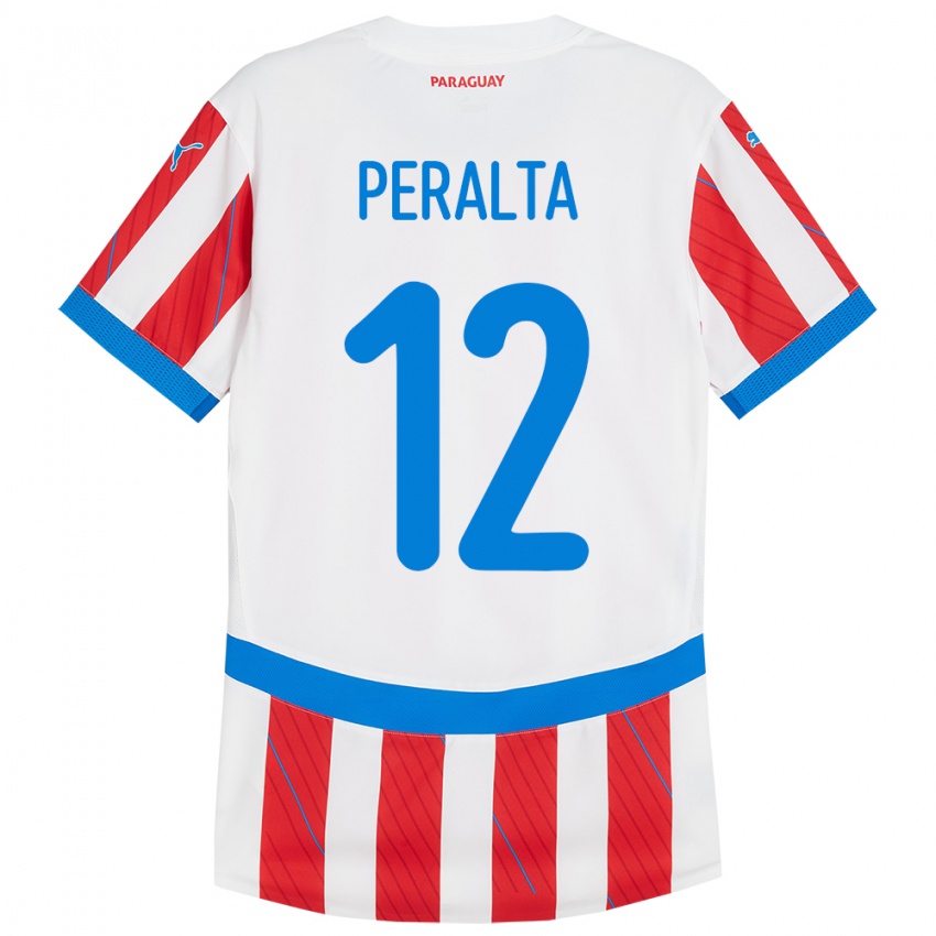 Bambino Maglia Paraguay Jesús Peralta #12 Bianco Rosso Kit Gara Home 24-26 Maglietta