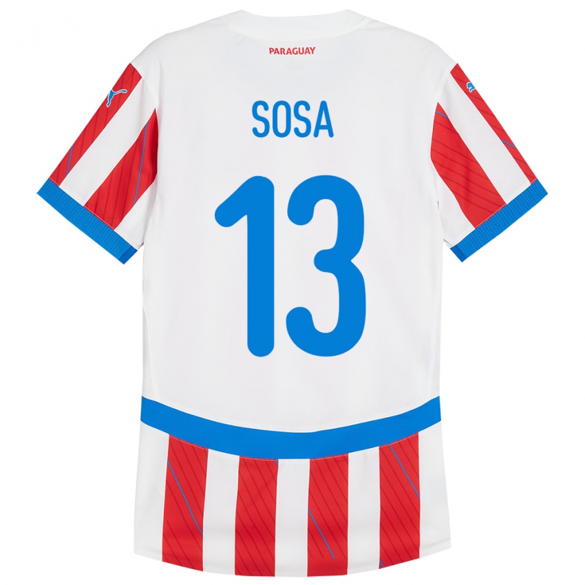 Bambino Maglia Paraguay Alex Sosa #13 Bianco Rosso Kit Gara Home 24-26 Maglietta