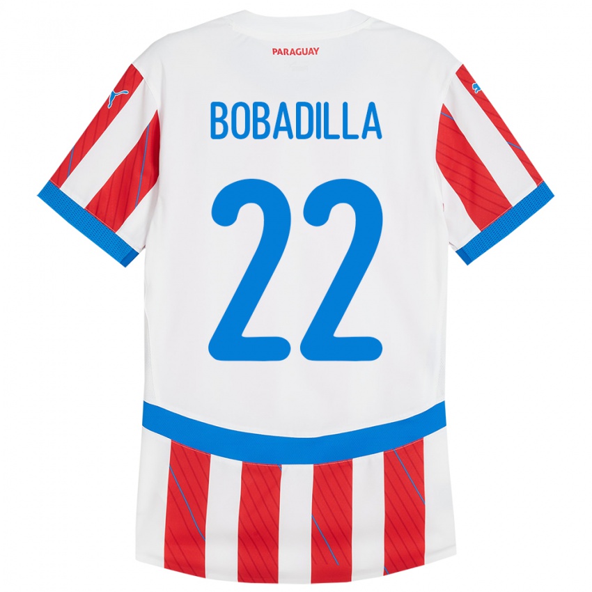 Bambino Maglia Paraguay Dylan Bobadilla #22 Bianco Rosso Kit Gara Home 24-26 Maglietta