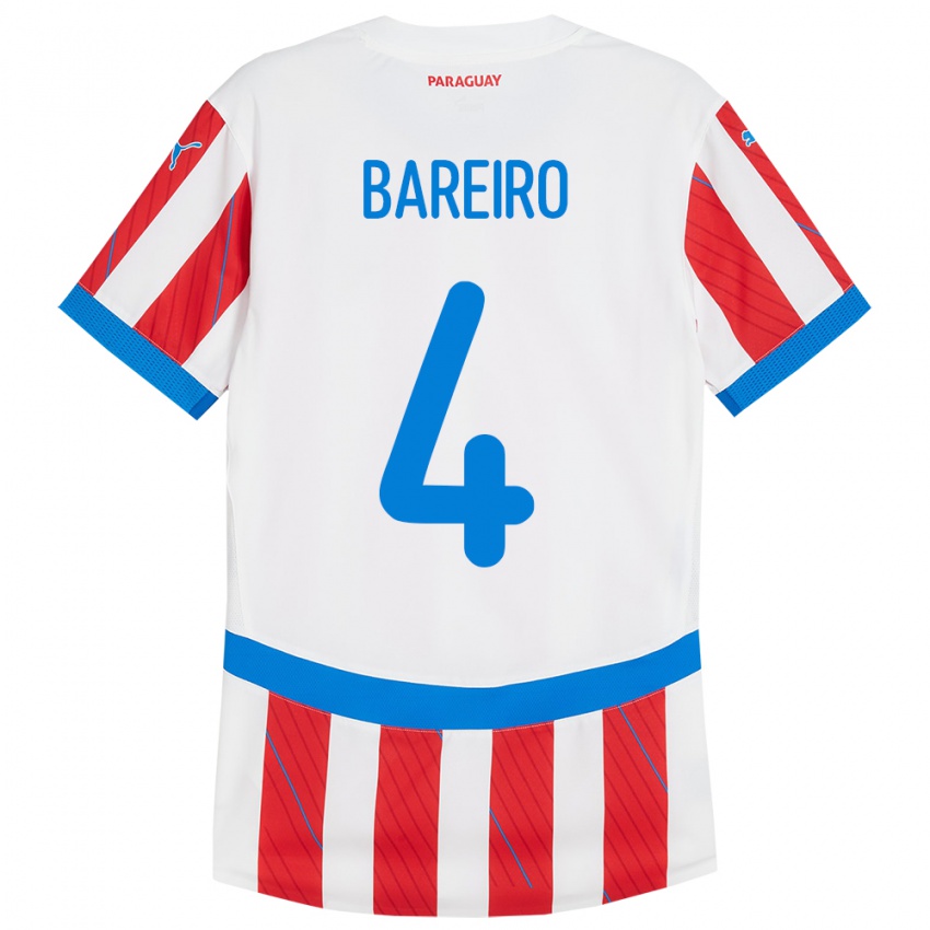 Bambino Maglia Paraguay Daysy Bareiro #4 Bianco Rosso Kit Gara Home 24-26 Maglietta