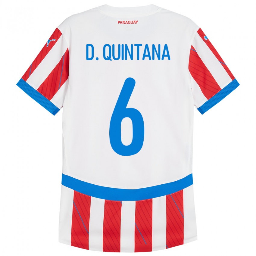 Bambino Maglia Paraguay Dulce Quintana #6 Bianco Rosso Kit Gara Home 24-26 Maglietta