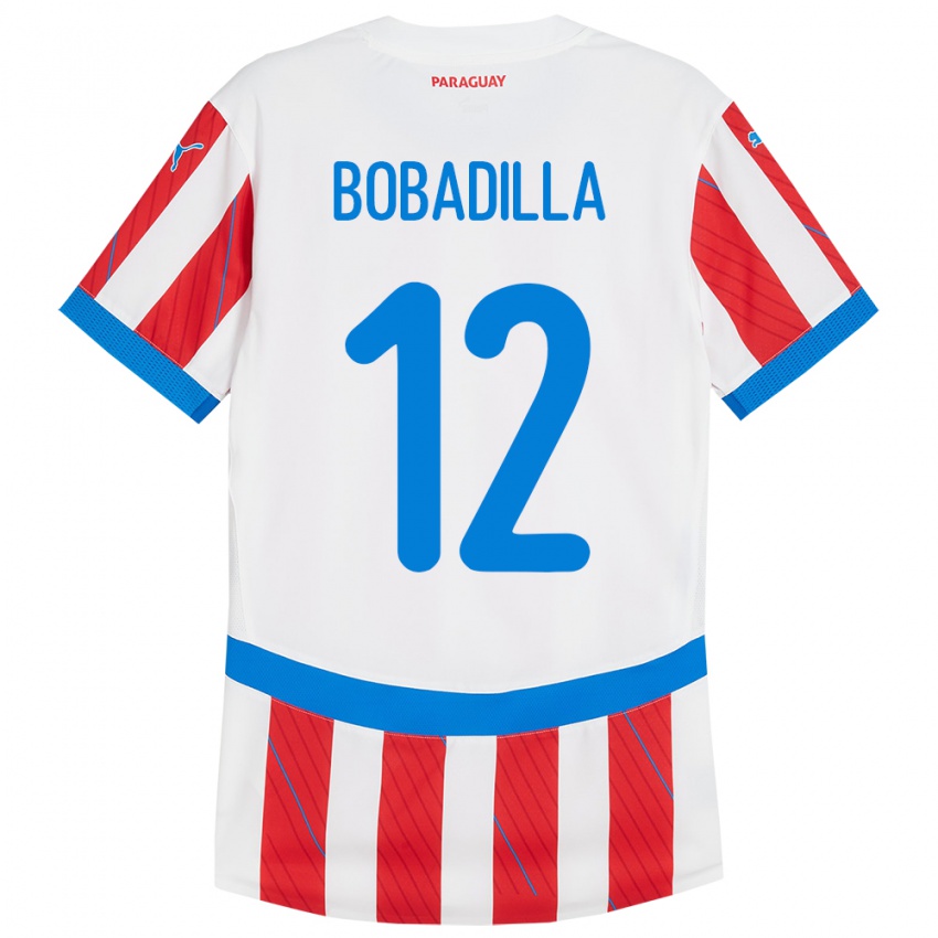 Bambino Maglia Paraguay Alicia Bobadilla #12 Bianco Rosso Kit Gara Home 24-26 Maglietta