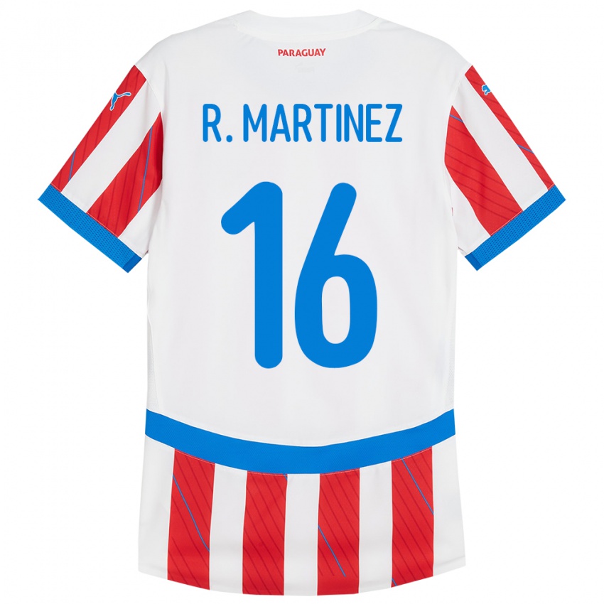 Bambino Maglia Paraguay Ramona Martínez #16 Bianco Rosso Kit Gara Home 24-26 Maglietta