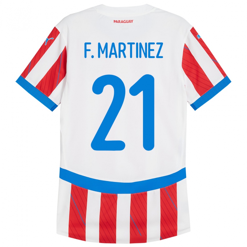 Bambino Maglia Paraguay Fiorela Martínez #21 Bianco Rosso Kit Gara Home 24-26 Maglietta