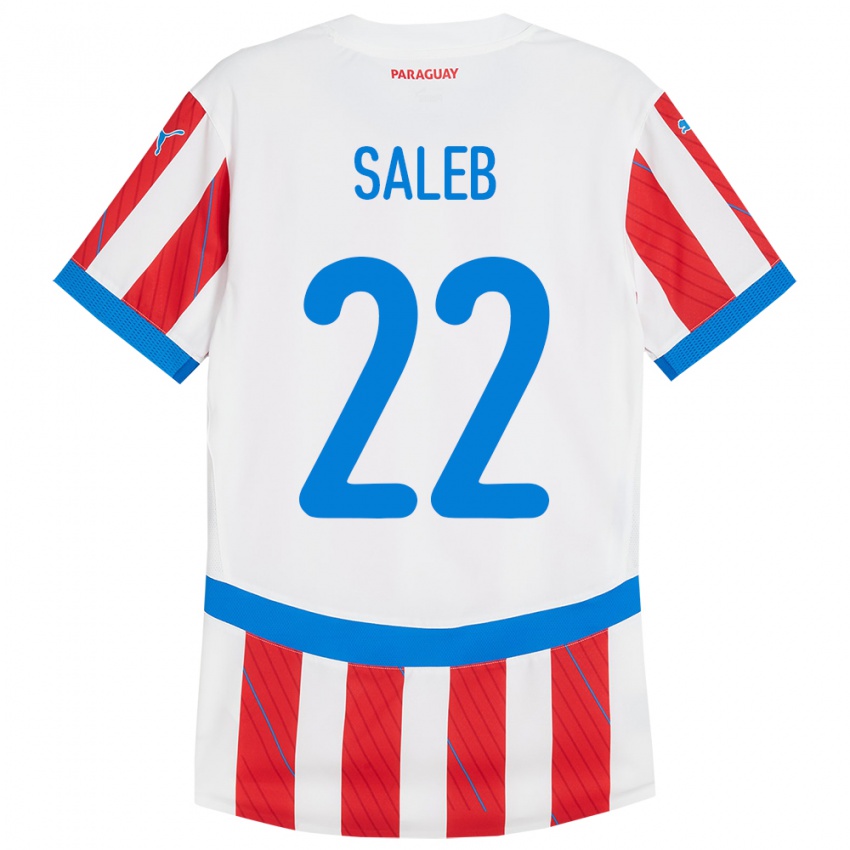 Bambino Maglia Paraguay Gloria Saleb #22 Bianco Rosso Kit Gara Home 24-26 Maglietta