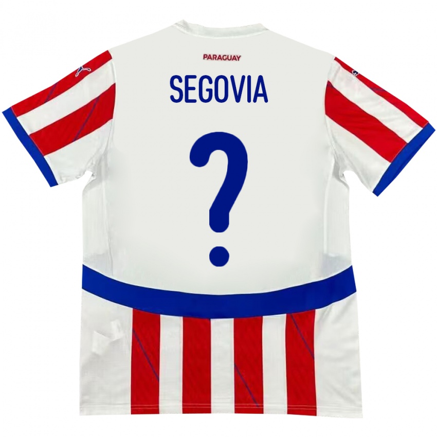 Bambino Maglia Paraguay María Segovia #0 Bianco Rosso Kit Gara Home 24-26 Maglietta