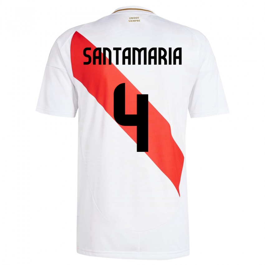 Bambino Maglia Perù Anderson Santamaría #4 Bianco Kit Gara Home 24-26 Maglietta