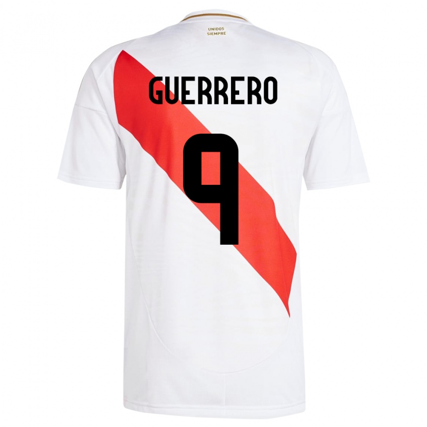 Bambino Maglia Perù Paolo Guerrero #9 Bianco Kit Gara Home 24-26 Maglietta