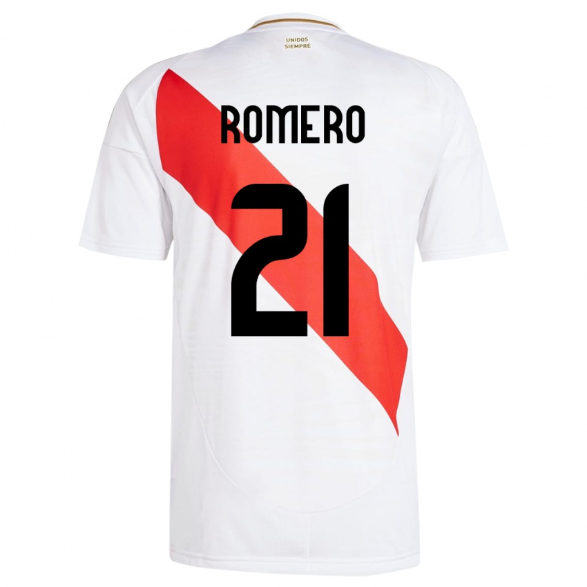 Bambino Maglia Perù Diego Romero #21 Bianco Kit Gara Home 24-26 Maglietta