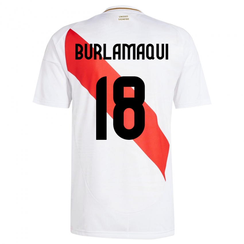 Bambino Maglia Perù Alessandro Burlamaqui #18 Bianco Kit Gara Home 24-26 Maglietta