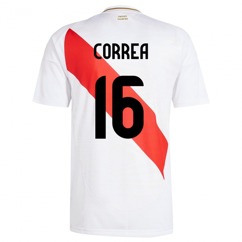 Bambino Maglia Perù Eslyn Correa #16 Bianco Kit Gara Home 24-26 Maglietta