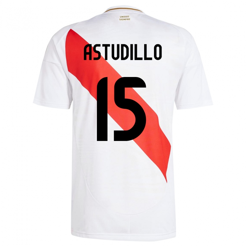 Bambino Maglia Perù Julinho Astudillo #15 Bianco Kit Gara Home 24-26 Maglietta