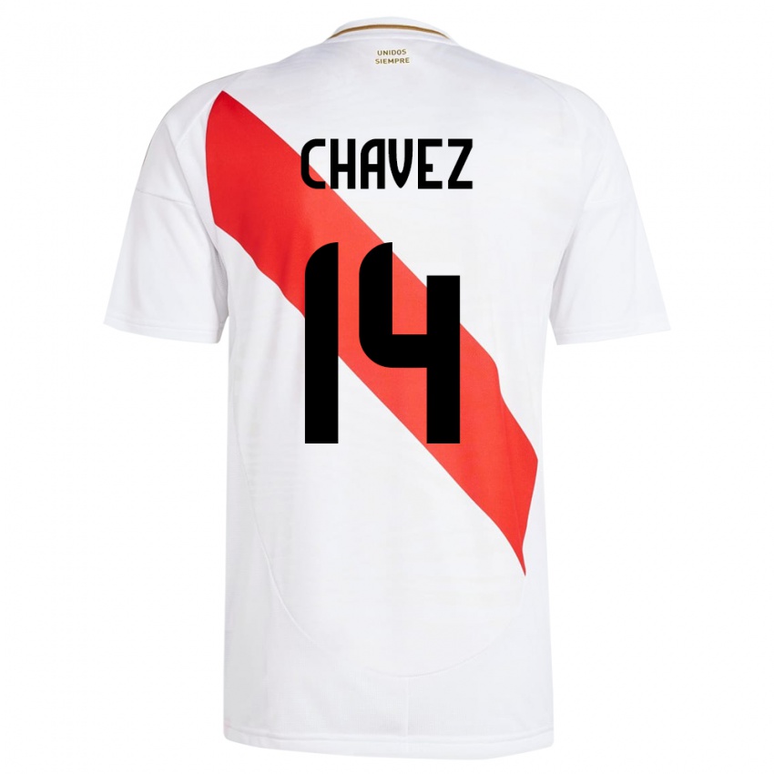 Bambino Maglia Perù Felipe Chávez #14 Bianco Kit Gara Home 24-26 Maglietta