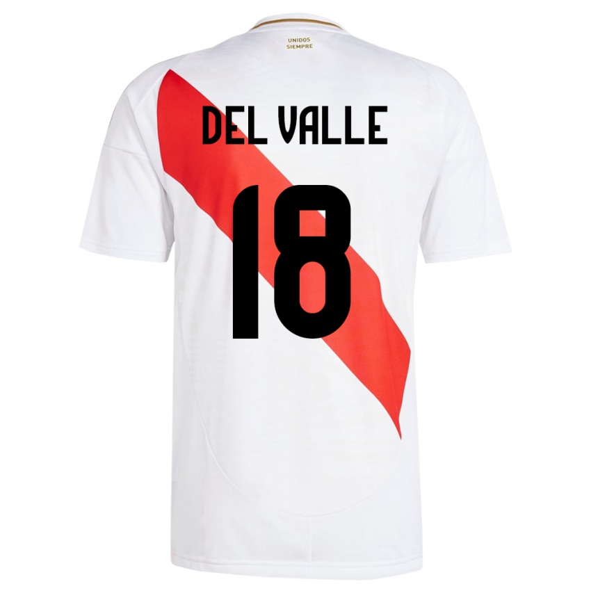 Bambino Maglia Perù Yamir Del Valle #18 Bianco Kit Gara Home 24-26 Maglietta