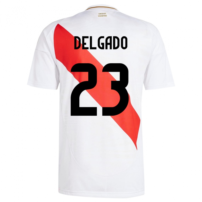 Bambino Maglia Perù Valentino Delgado #23 Bianco Kit Gara Home 24-26 Maglietta