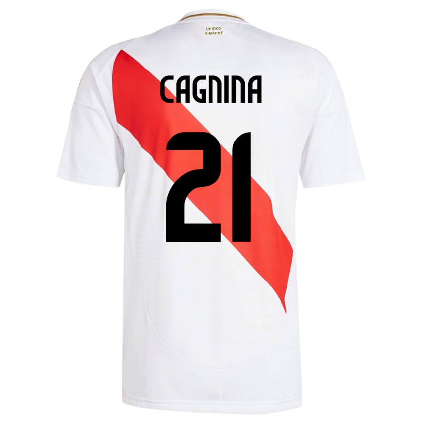 Bambino Maglia Perù Grace Cagnina #21 Bianco Kit Gara Home 24-26 Maglietta