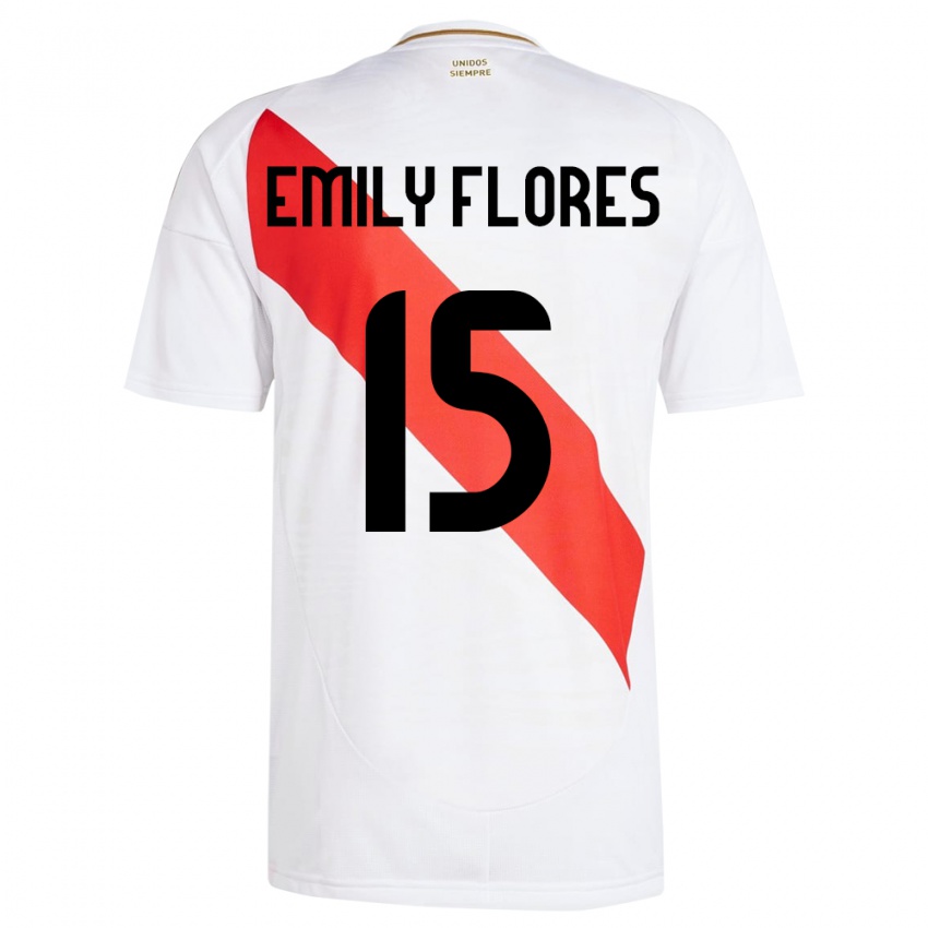 Bambino Maglia Perù Emily Flores #15 Bianco Kit Gara Home 24-26 Maglietta