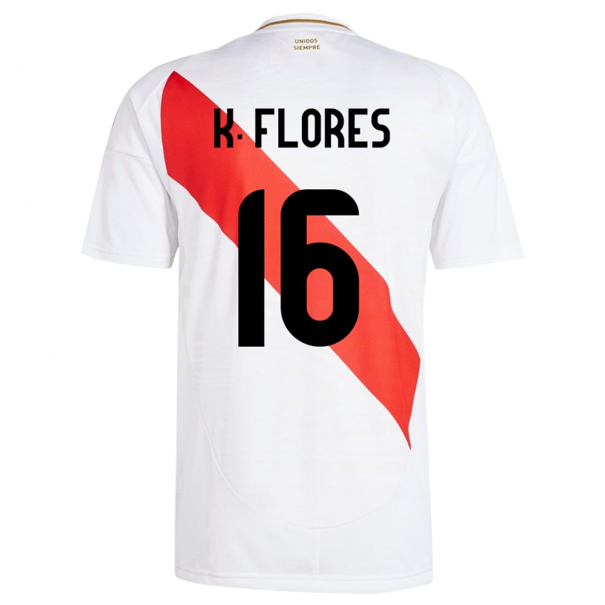 Bambino Maglia Perù Kimbherly Flores #16 Bianco Kit Gara Home 24-26 Maglietta