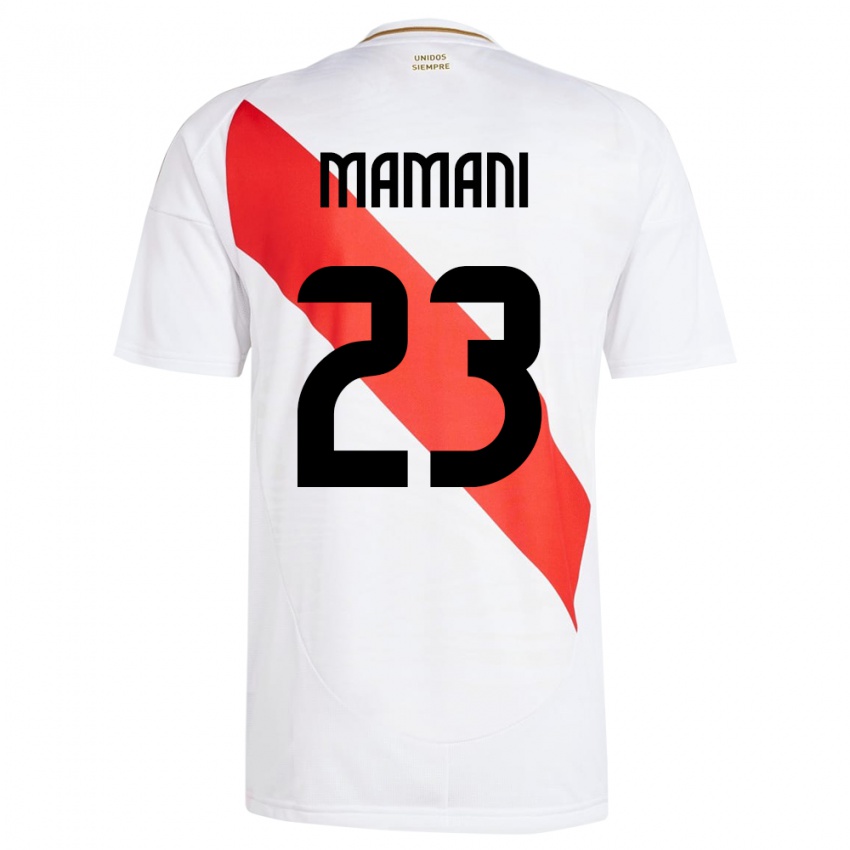 Bambino Maglia Perù Julia Mamani #23 Bianco Kit Gara Home 24-26 Maglietta