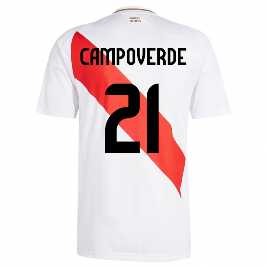 Bambino Maglia Perù Luz Campoverde #21 Bianco Kit Gara Home 24-26 Maglietta