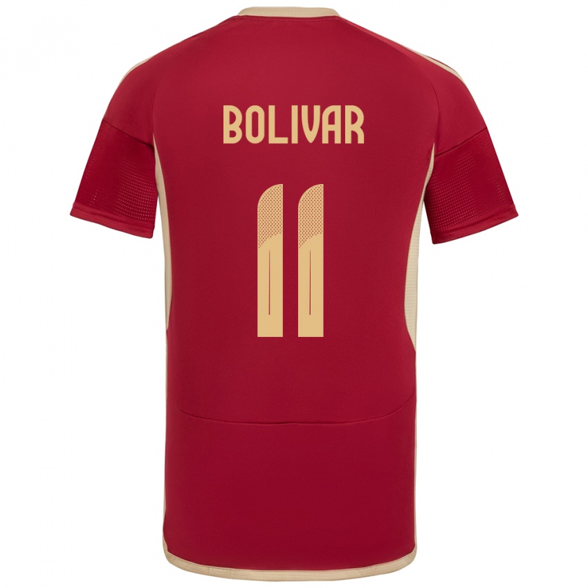 Bambino Maglia Venezuela Jovanny Bolívar #11 Borgogna Kit Gara Home 24-26 Maglietta