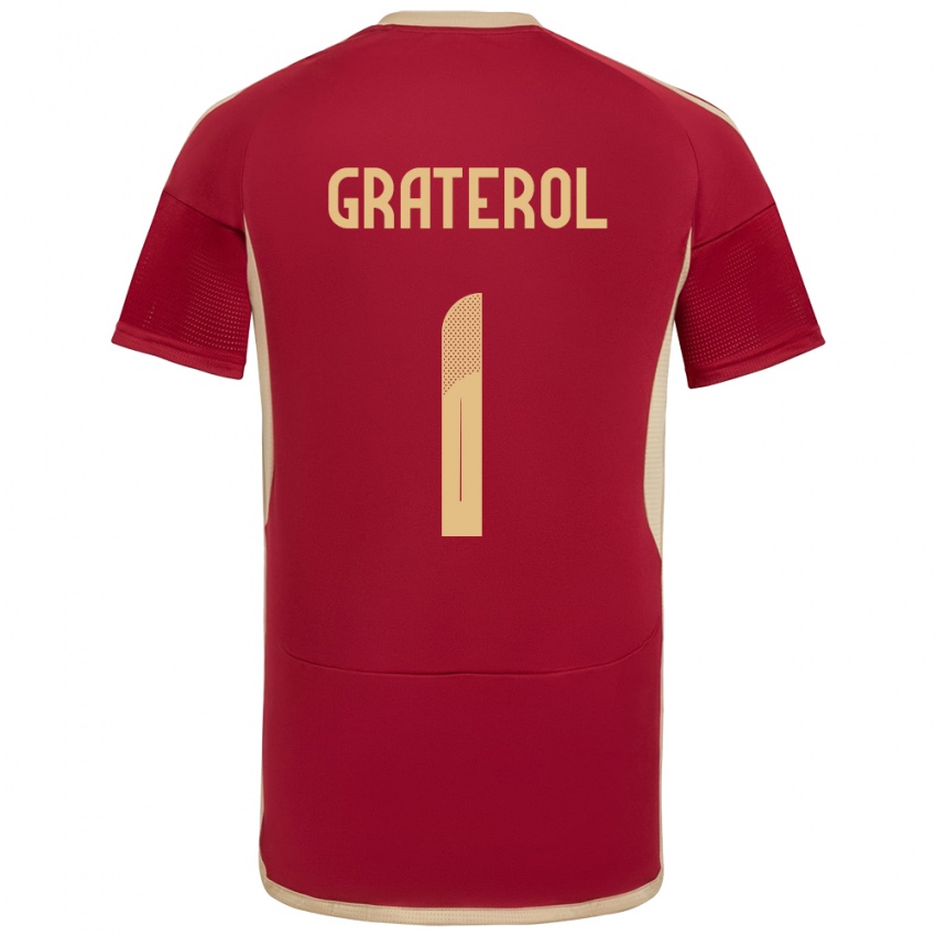 Bambino Maglia Venezuela Joel Graterol #1 Borgogna Kit Gara Home 24-26 Maglietta